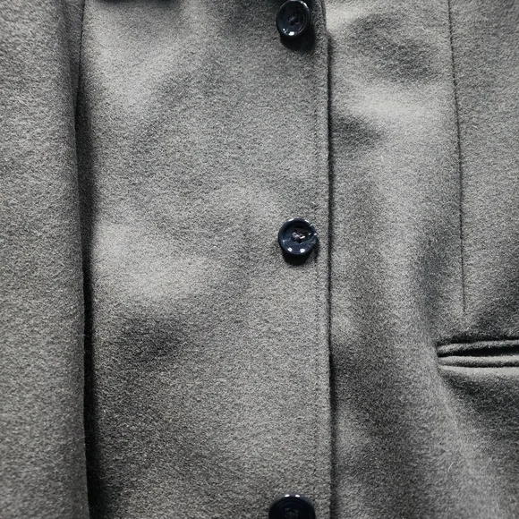 Men's Olive Green Single-Breasted Overcoat - Picture 5 of 7